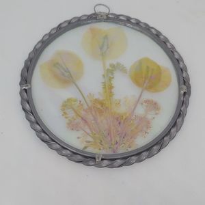 Lasting Impressions Dried Pressed Flowers Pewter Frame Wall Plaque
